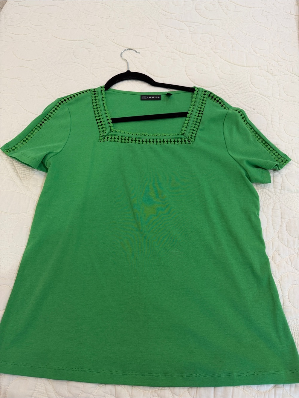 Rafaella Bright Green Short Sleeve Square Neck Top